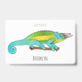 Jackson's kameleon cartoon illustratie badge (Achterkant)
