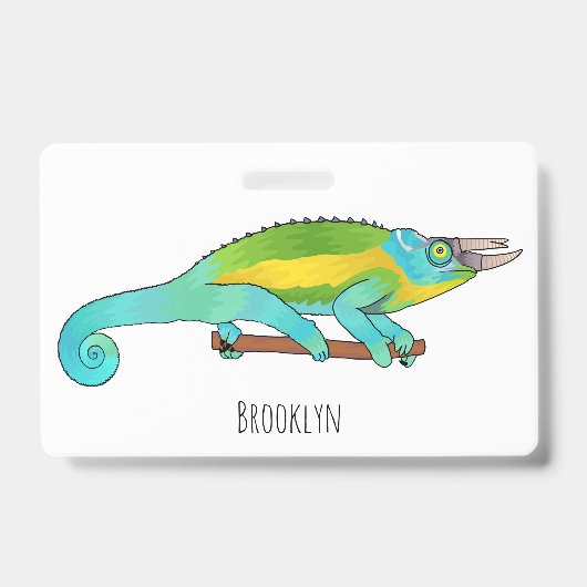Jackson's kameleon cartoon illustratie badge (Voorzijde)