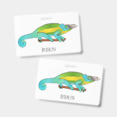 Jackson's kameleon cartoon illustratie badge (Voor- en achterkant)