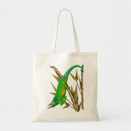 Jacksons kameleon die rondhangt in de bamboe tote bag