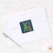 Jacksons kameleon hangend in de bamboe vierkante sticker (Envelop)