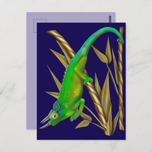 Jacksons kameleon hangt in de bamboe briefkaart (Voorkant / Achterkant)