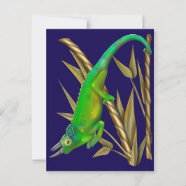 Jacksons kameleon hangt in de bamboe briefkaart