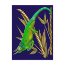 Jacksons kameleon hangt in de bamboe