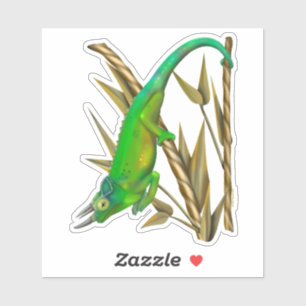 Jacksons kameleon hangt in de bamboe sticker