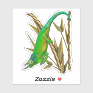 Jacksons kameleon hangt in de bamboe sticker