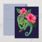 Jacksons Kameleon met Hibiscus  Briefkaart (Voorkant / Achterkant)