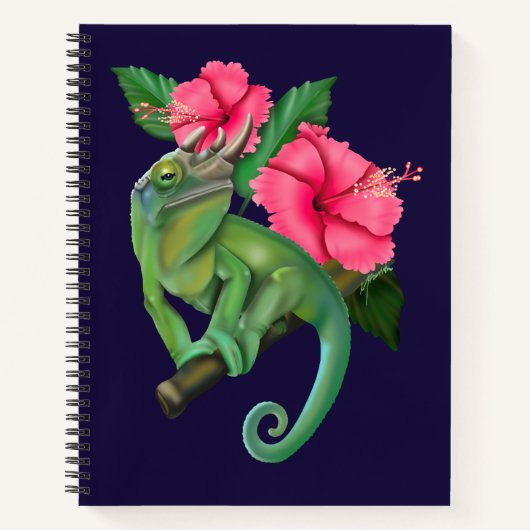 Jackson's kameleon met Hibiscus Notitieboek (Voorkant)