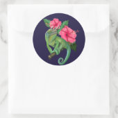 Jackson's kameleon met Hibiscus Ronde Sticker (Tas)