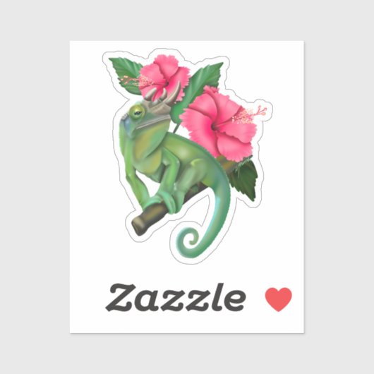 Jackson's kameleon met Hibiscus Sticker (Vel)