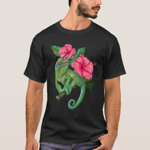 Jackson's kameleon met Hibiscus T-shirt