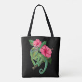 Jackson's kameleon met Hibiscus Tote Bag (Achterkant)
