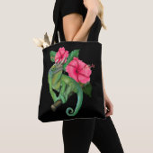Jackson's kameleon met Hibiscus Tote Bag (Dichtbij)