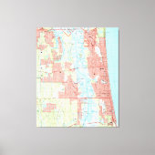 Jacksonville Beach en Atlantic Beach Florida Map Canvas Afdruk (Voorkant)