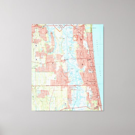 Jacksonville Beach en Atlantic Beach Florida Map Canvas Afdruk (Voorkant)