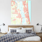 Jacksonville Beach en Atlantic Beach Florida Map Canvas Afdruk (Insitu (Slaapkamer))