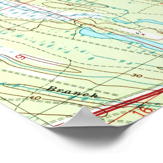 Jacksonville Beach en Atlantic Beach Florida Map Poster (Hoek)