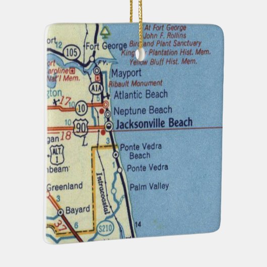Jacksonville Beach FL  Map Keramisch Ornament (Rechts)