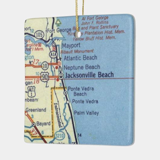 Jacksonville Beach FL  Map Keramisch Ornament (Links)