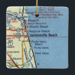 Jacksonville Beach FL  Map Keramisch Ornament<br><div class="desc">Jacksonville Beach FL-kerstversiering gemaakt met de kaart van 1955.</div>