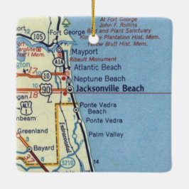 Jacksonville Beach FL  Map Keramisch Ornament