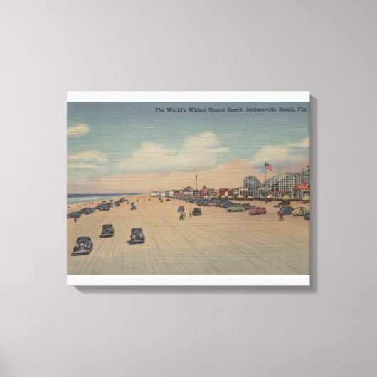 Jacksonville Beach, FL - 's werelds breedste oceaa Canvas Afdruk (Voorkant)