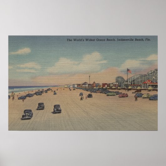 Jacksonville Beach, FL - 's werelds breedste oceaa Poster (Voorkant)