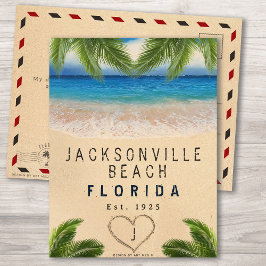 Jacksonville Beach FL Zand Tropische palmbladeren Briefkaart