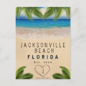 Jacksonville Beach FL Zand Tropische palmbladeren Briefkaart (Voorkant)