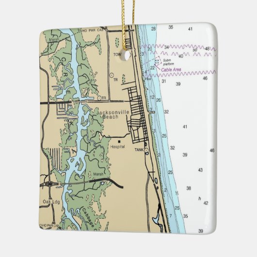 Jacksonville Beach Florida Chart Ceramic Ornament (Links)