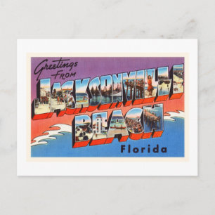 Jacksonville Beach Florida FL Old Travel Souvenir Briefkaart