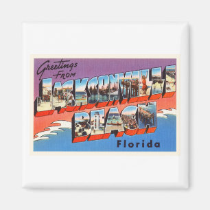 Jacksonville Beach Florida FL Old Travel Souvenir Magneet