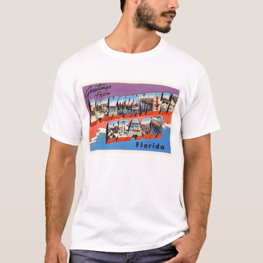 Jacksonville Beach Florida FL Old Travel Souvenir T-shirt (Voorkant)