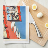 Jacksonville Beach Florida FL Old Travel Souvenir Theedoek (Quarter Fold)