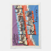 Jacksonville Beach Florida FL Old Travel Souvenir Theedoek (Verticaal)