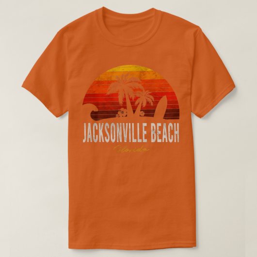 Jacksonville Beach Florida FL Palms Vacation Surf T-shirt (Design voorkant)