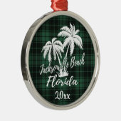 Jacksonville Beach Florida Palm Tree Green Metalen Ornament (Rechts)