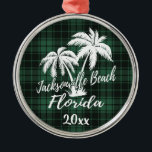 Jacksonville Beach Florida Palm Tree Green Metalen Ornament<br><div class="desc">Jacksonville Beach Florida Palm Tree Green Ornament</div>