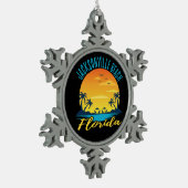 Jacksonville Beach Florida Palm Trees Beach Tin Sneeuwvlok Ornament (Links)