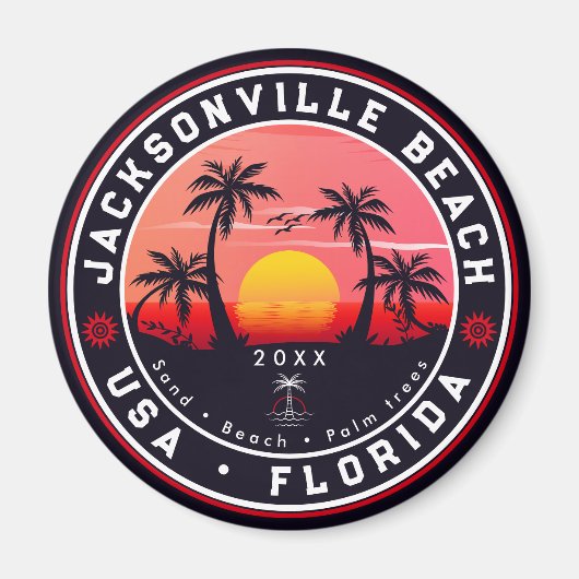 Jacksonville Beach Florida tropische retro zonsond Magneet (Voorkant)