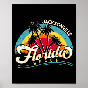 Jacksonville Beach Florida Vintage Zonsondergang Z Poster