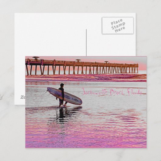 Jacksonville Beach Surfer Briefkaart (Voorkant / Achterkant)