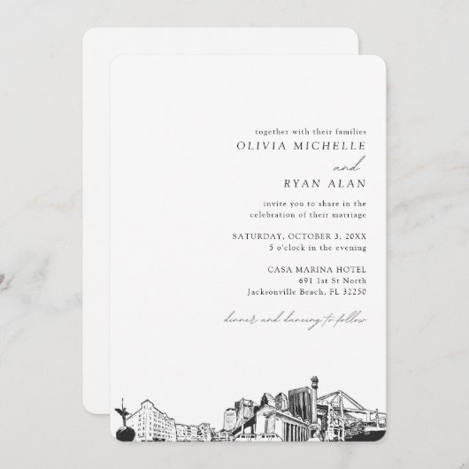 Jacksonville bestemming bruiloft uitnodiging (Voorkant / Achterkant)