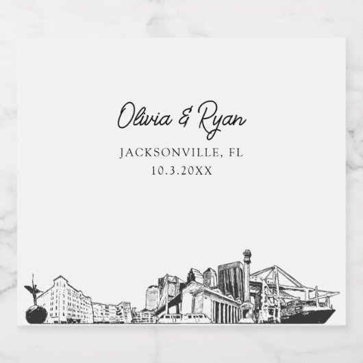 Jacksonville Bruiloft Gepersonaliseerde Champagne Sparkling Wijnetiket (Enkel label)