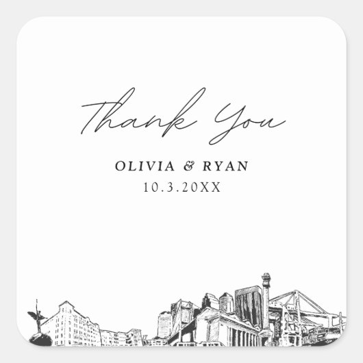 Jacksonville Bruiloft oriëntatiepunten Favor Dank  Vierkante Sticker (Voorkant)