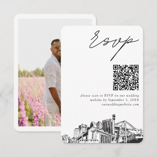 Jacksonville Bruiloft RSVP QR Code Klein Informatiekaartje (Voorkant / Achterkant)
