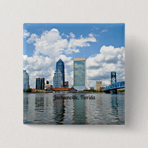 Jacksonville, de cityscape foto van Florida Vierkante Button 5,1 Cm