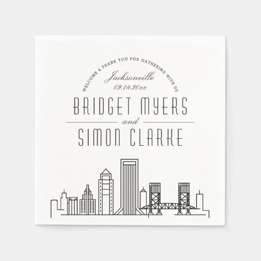 Jacksonville Deco Skyline | Weddenschap Napkins Servet (Voorkant)