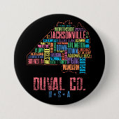 Jacksonville Duval County Florida Map USA Ronde Button 7,6 Cm (Voorkant)
