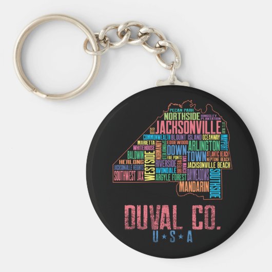 Jacksonville Duval County Florida Map USA Sleutelhanger (Voorkant)